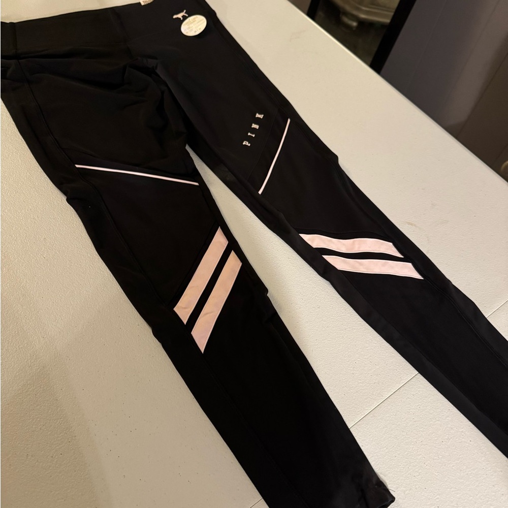 Victoria's Secret Black Leggings with Pink Logo